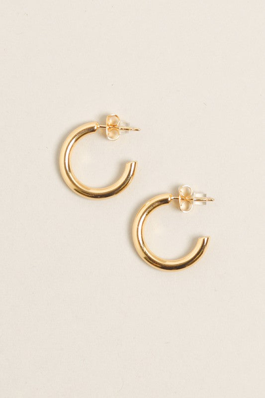 XS-14K Gold Dipped Post Hoop Earrings