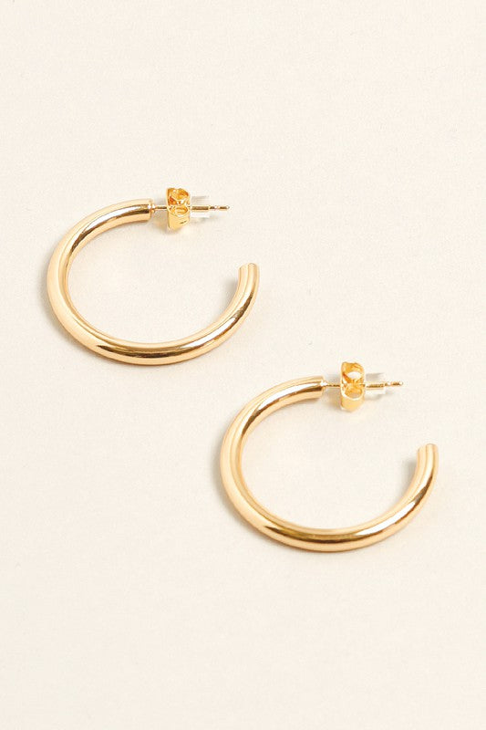 S-14K Gold Dipped Post Hoop Earrings