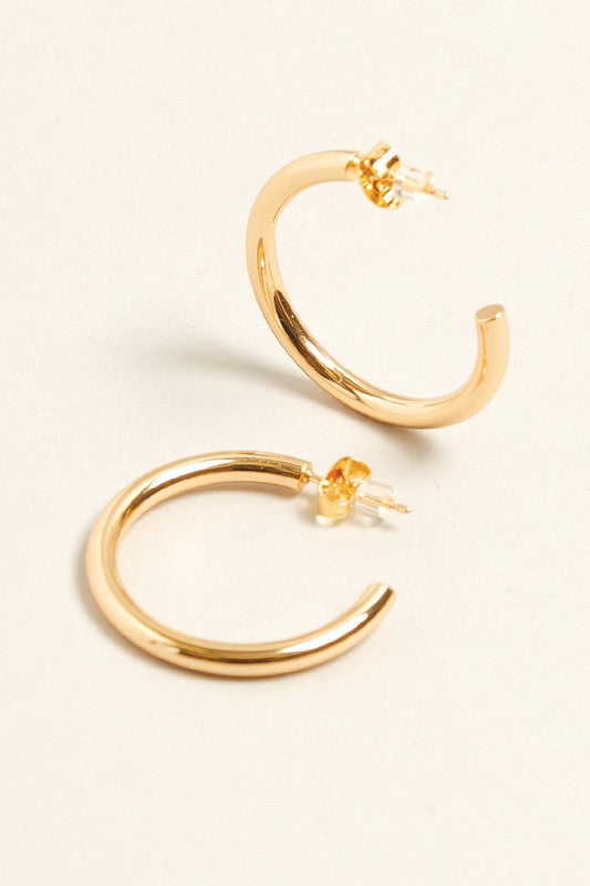 S-14K Gold Dipped Post Hoop Earrings