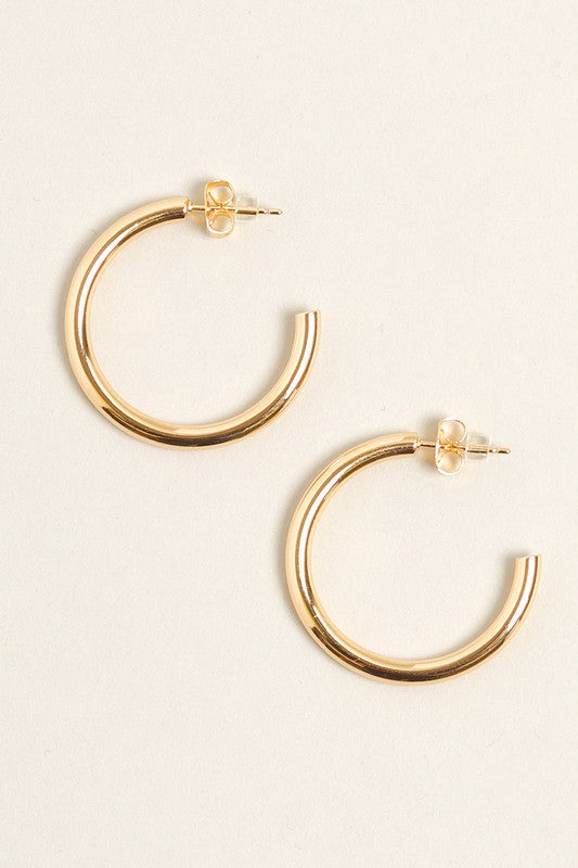 S-14K Gold Dipped Post Hoop Earrings