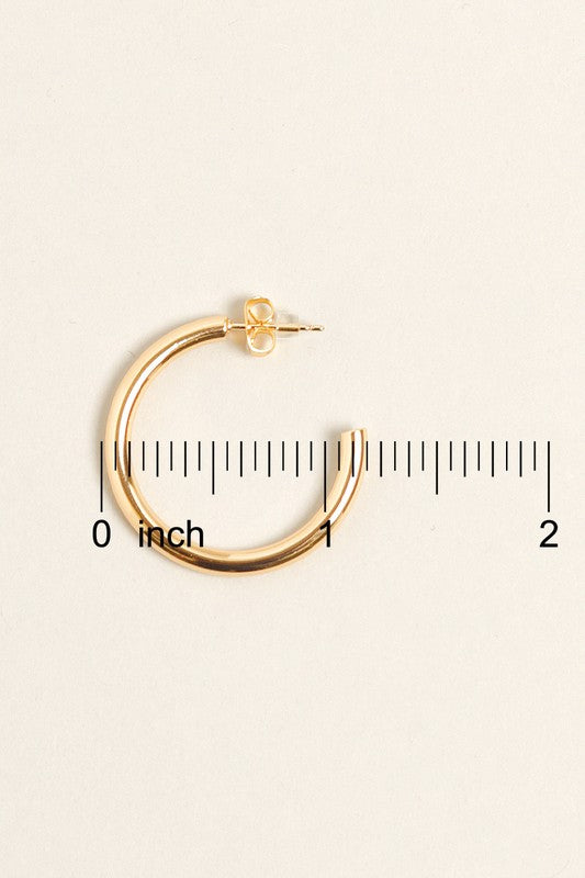 S-14K Gold Dipped Post Hoop Earrings