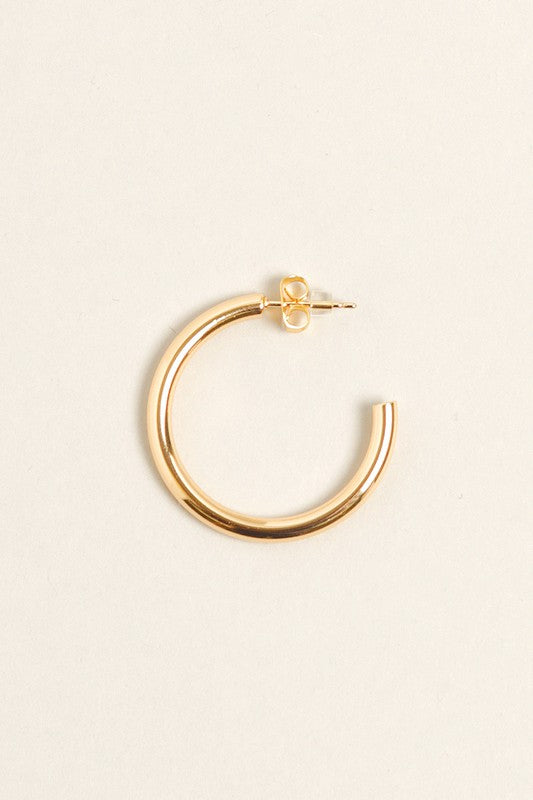 S-14K Gold Dipped Post Hoop Earrings