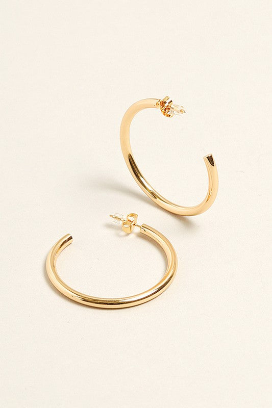 SM-14K Gold Dipped Post Hoop Earrings