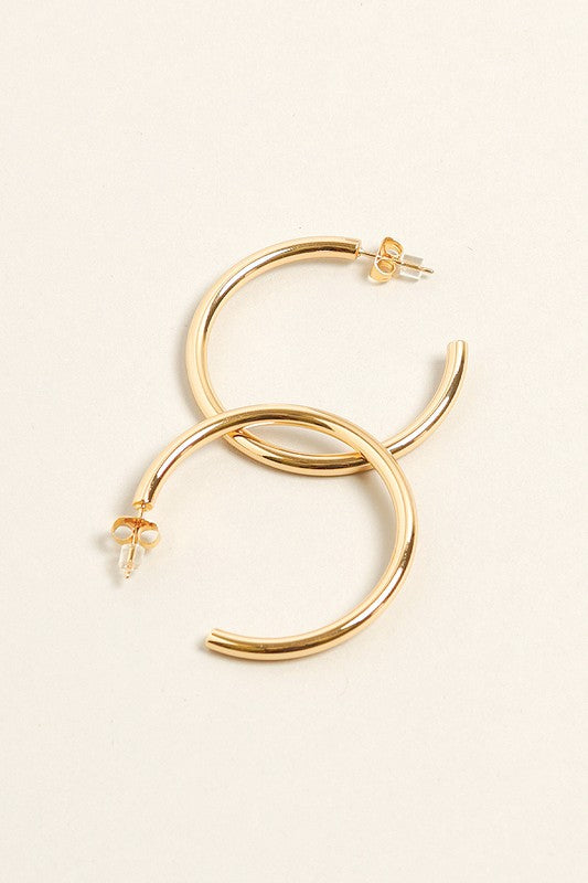 SM-14K Gold Dipped Post Hoop Earrings