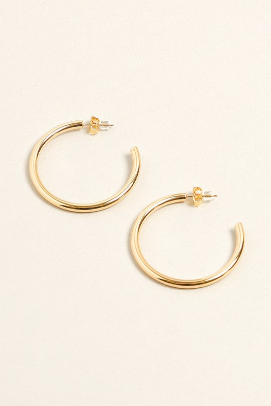 SM-14K Gold Dipped Post Hoop Earrings