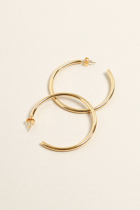 M-14K Gold Dipped Post Hoop Earrings