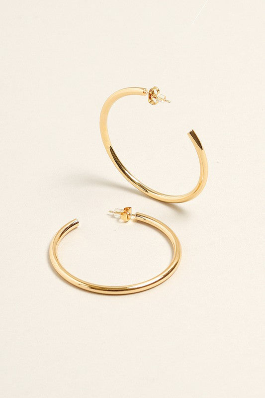 M-14K Gold Dipped Post Hoop Earrings