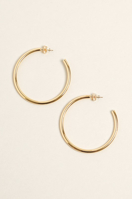 M-14K Gold Dipped Post Hoop Earrings