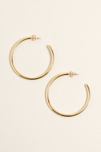 M-14K Gold Dipped Post Hoop Earrings