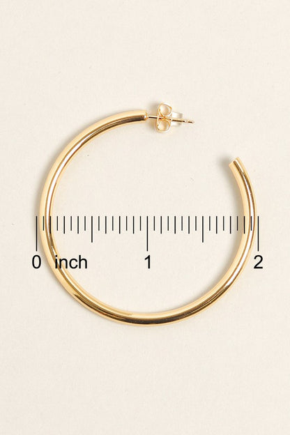 M-14K Gold Dipped Post Hoop Earrings