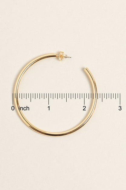 L-14K Gold Dipped Post Hoop Earrings