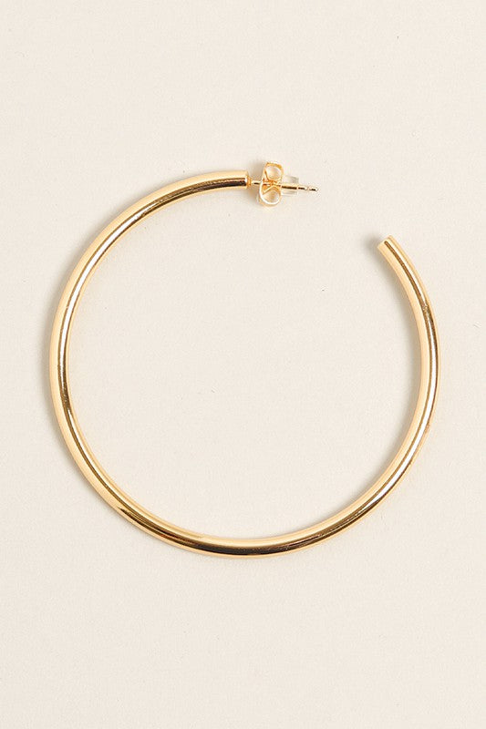 L-14K Gold Dipped Post Hoop Earrings