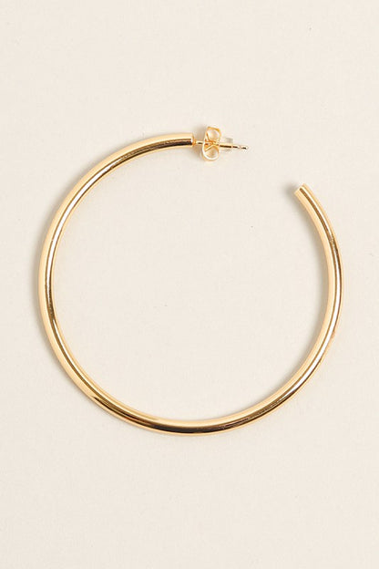 L-14K Gold Dipped Post Hoop Earrings