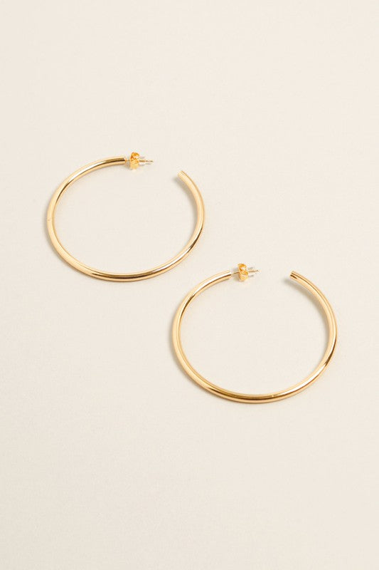 L-14K Gold Dipped Post Hoop Earrings