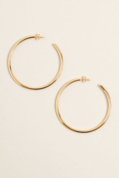 L-14K Gold Dipped Post Hoop Earrings