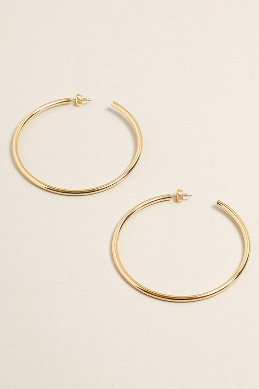 XL-14K Gold Dipped Post Hoop Earrings