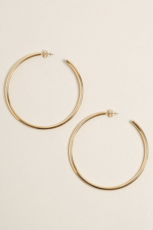 XL-14K Gold Dipped Post Hoop Earrings