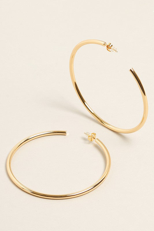 XL-14K Gold Dipped Post Hoop Earrings