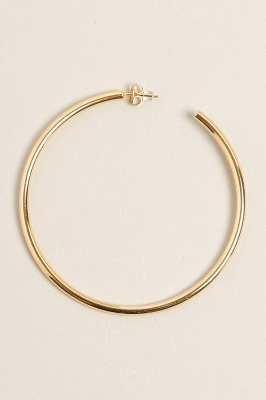 XL-14K Gold Dipped Post Hoop Earrings