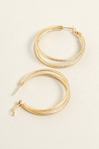 14K Gold Dipped Omega Closure Double Hoops