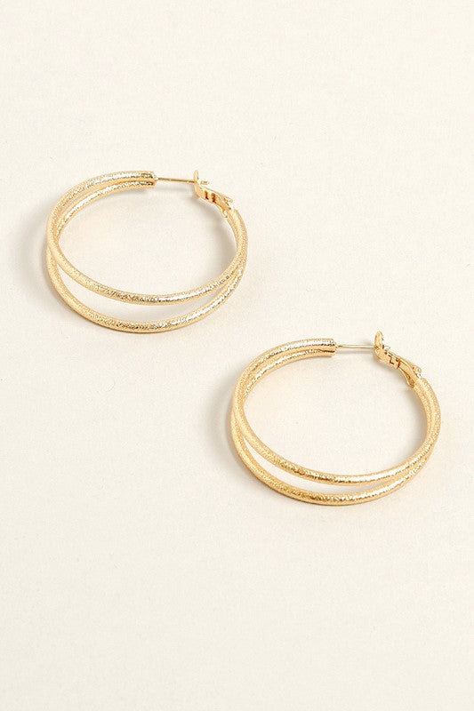 14K Gold Dipped Omega Closure Double Hoops