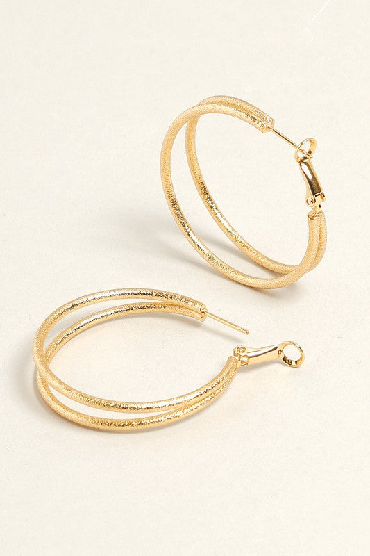 14K Gold Dipped Omega Closure Double Hoops