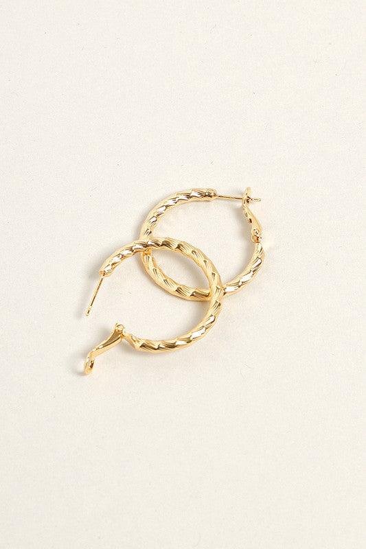 XS-14K Gold Dipped Twisted Omega Closure Hoops