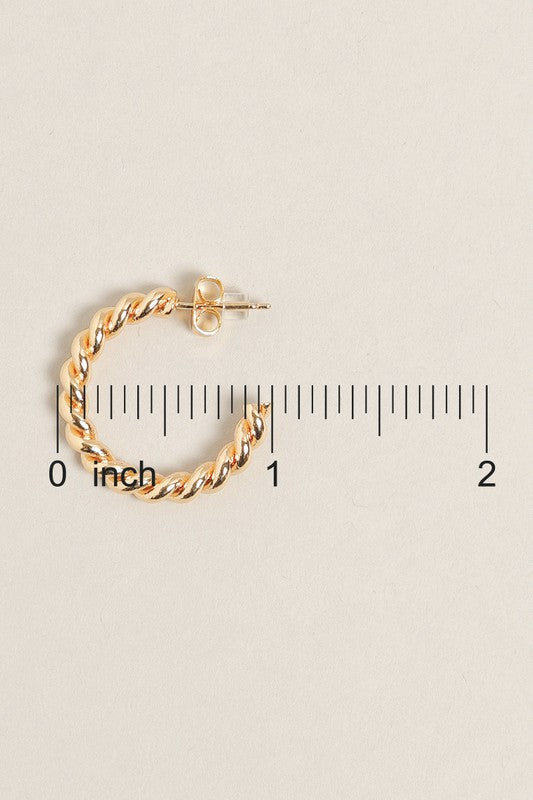 XS-14K Gold Dipped Twisted Post Hoops