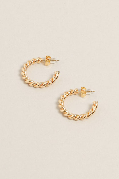 XS-14K Gold Dipped Twisted Post Hoops