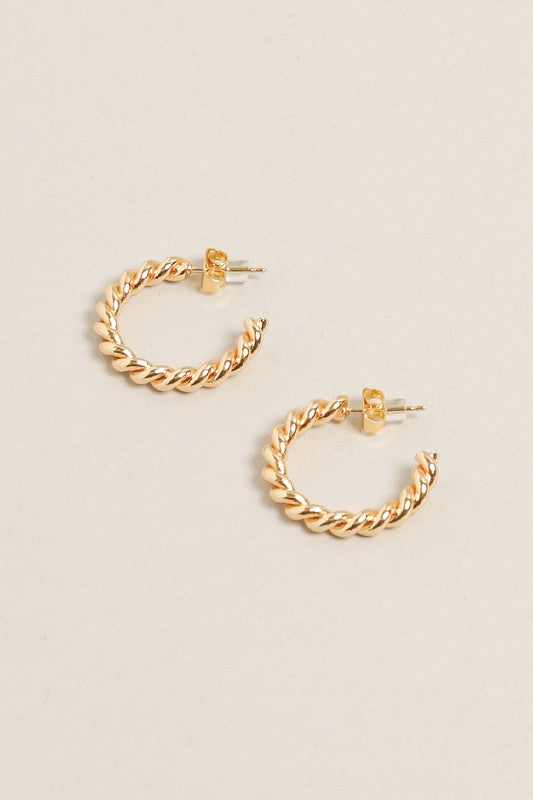 XS-14K Gold Dipped Twisted Post Hoops