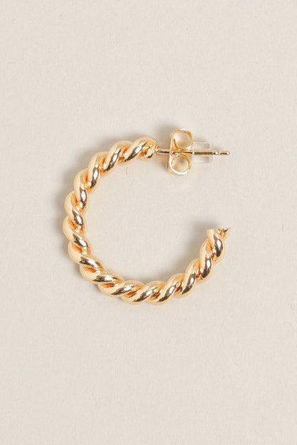 XS-14K Gold Dipped Twisted Post Hoops