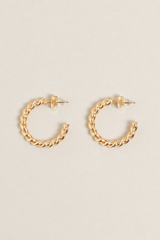 XS-14K Gold Dipped Twisted Post Hoops