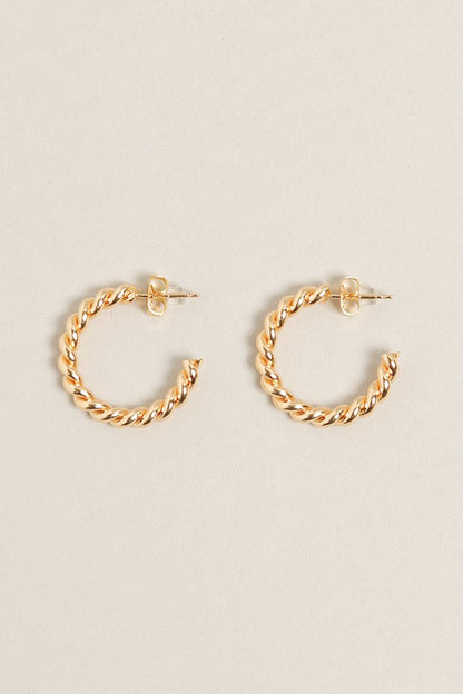 XS-14K Gold Dipped Twisted Post Hoops