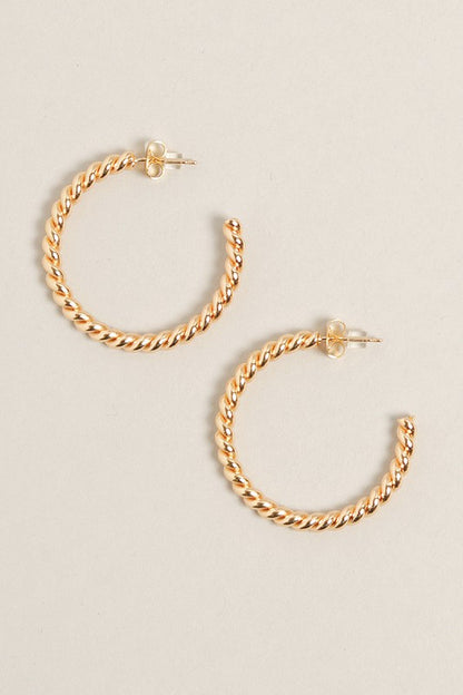 S-14K Gold Dipped Twisted Post Hoops