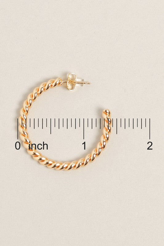 S-14K Gold Dipped Twisted Post Hoops