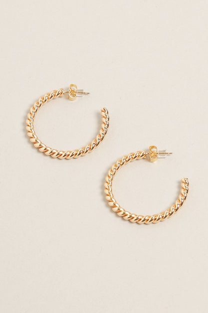 S-14K Gold Dipped Twisted Post Hoops