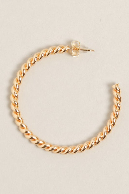 M-14K Gold Dipped Twisted Post Hoops