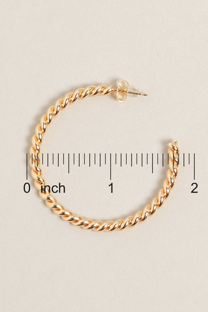 M-14K Gold Dipped Twisted Post Hoops