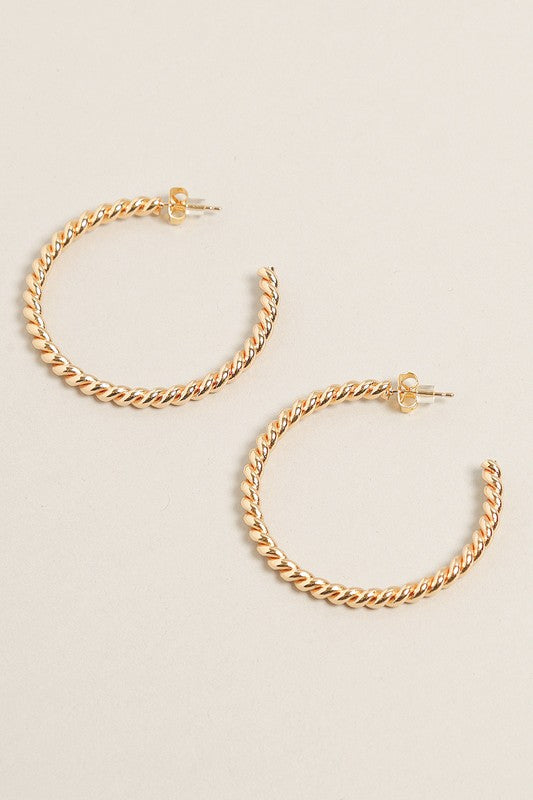 M-14K Gold Dipped Twisted Post Hoops