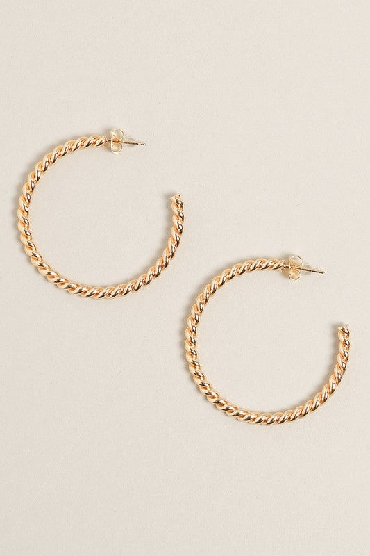 M-14K Gold Dipped Twisted Post Hoops