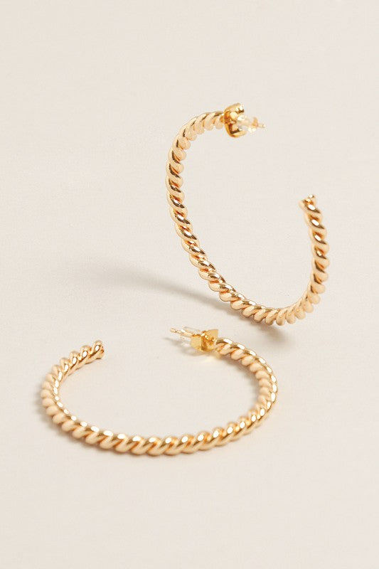 M-14K Gold Dipped Twisted Post Hoops