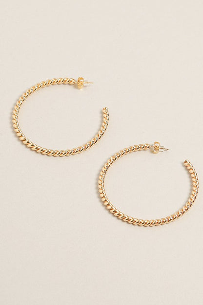 L-14K Gold Dipped Twisted Post Hoops