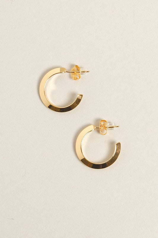 XS-14K Gold Dipped Post Hoop Earrings