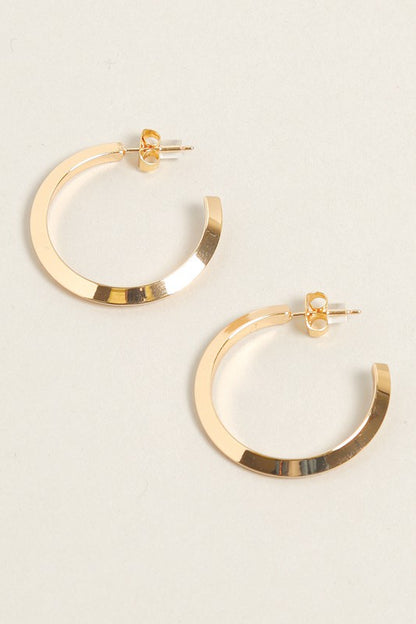 S-14K Gold Dipped Post Hoop Earrings