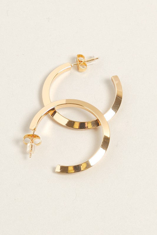 S-14K Gold Dipped Post Hoop Earrings