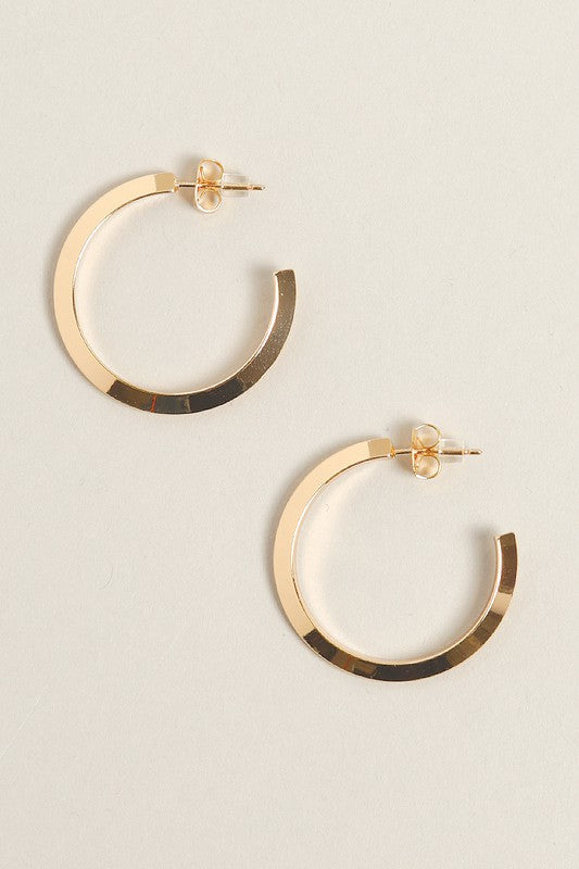 S-14K Gold Dipped Post Hoop Earrings