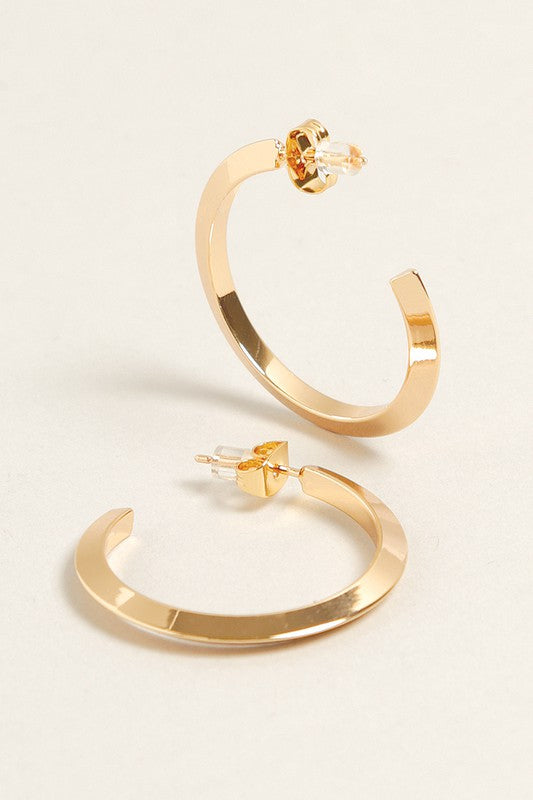 S-14K Gold Dipped Post Hoop Earrings