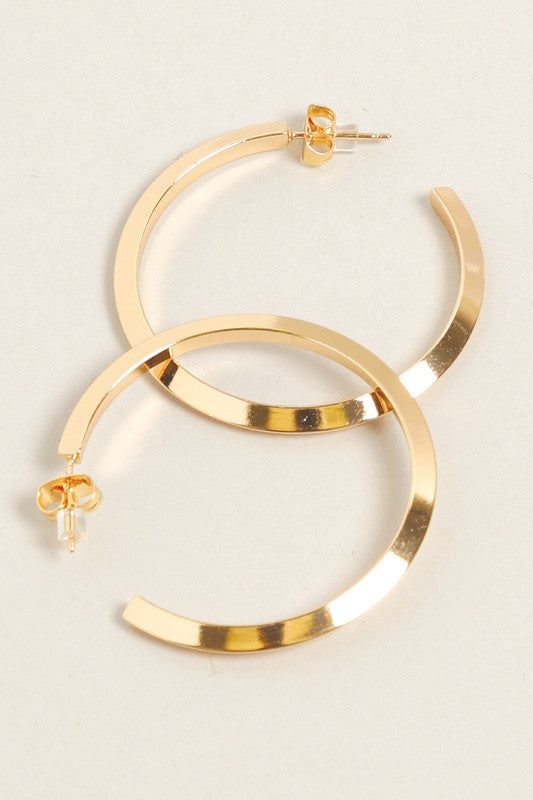 M-14K Gold Dipped Post Hoop Earrings