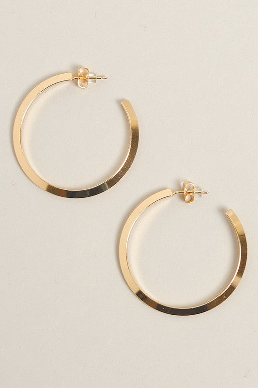 M-14K Gold Dipped Post Hoop Earrings