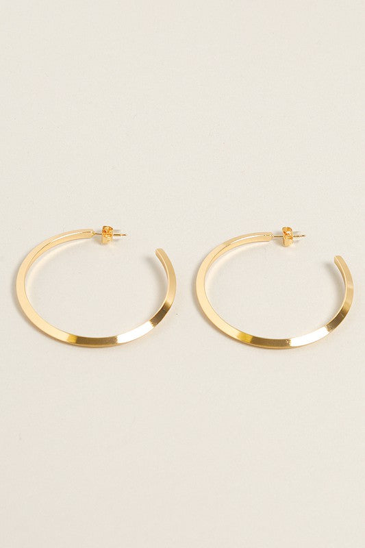 L-14K Gold Dipped Post Hoop Earrings